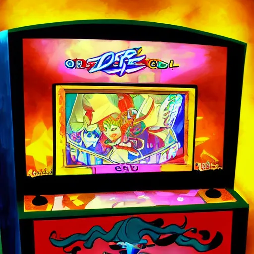 Image similar to arcade machine, art by ocellus_services + francy_artist + artofsephy,