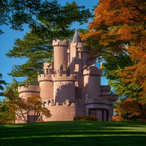 Prompt: Castle designed by Frank Llyod Wright. AF-S NIKKOR 10-200mm F2.8G ED.