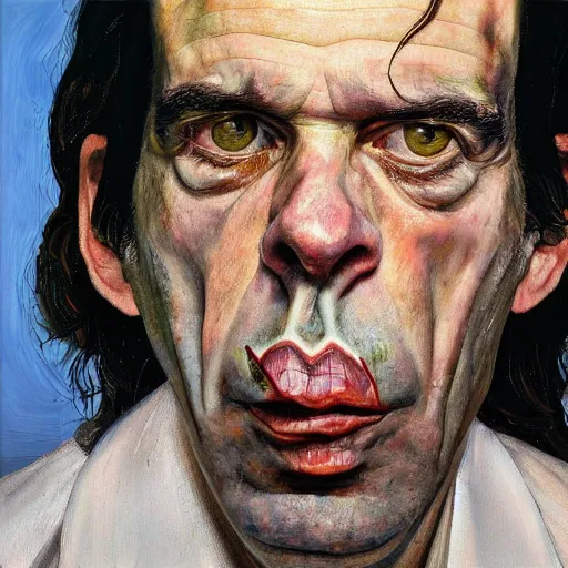 Prompt: high quality high detail painting by lucian freud, hd, sick nick cave