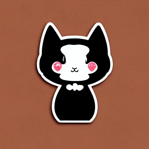 Prompt: die cut sticker of chibi cute smiling black cat