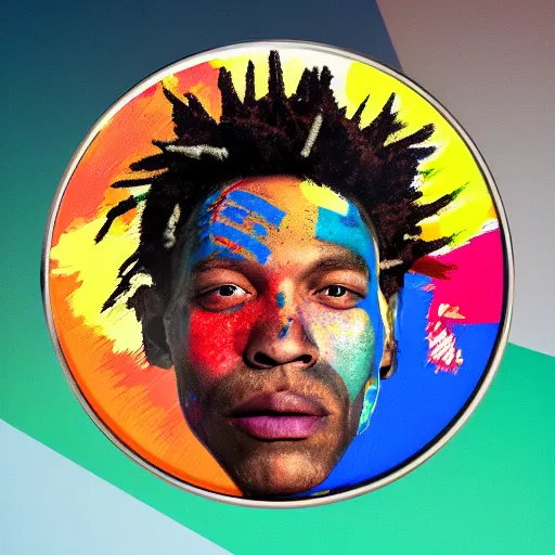 Image similar to colorful painted coin with the image of the sleeping king under a mountain by Jean-Michel Basquiat unreal engine behance hd unsplash contest winner