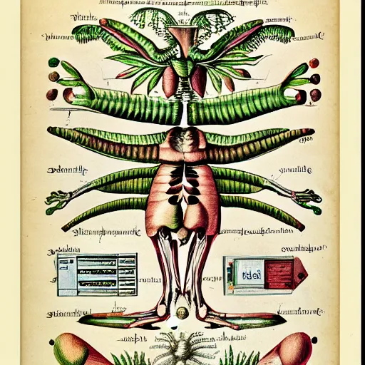 Prompt: anatomical diagram of a laptop, by maria sibylla merian