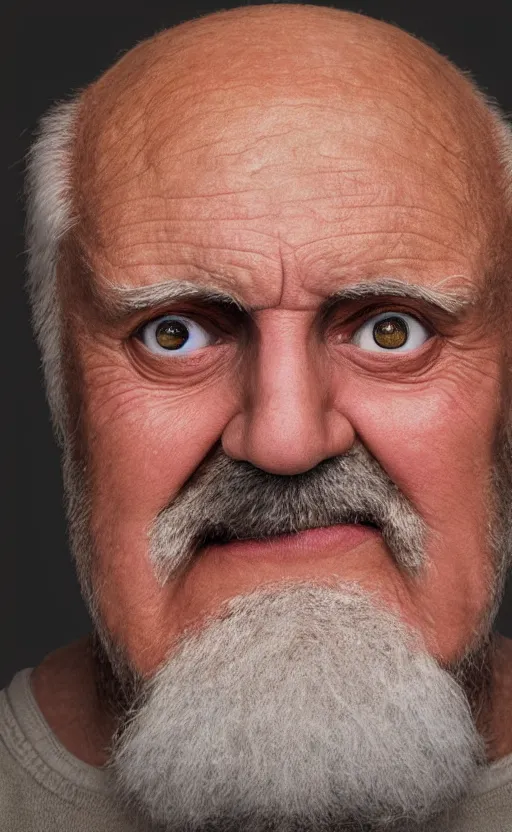 Image similar to portrait of hide the pain harold, accurate and detailed, round face, earnest, stock photo, Nikon 50mm f/1.8G, artgerm