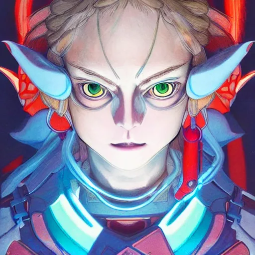 Image similar to prompt : zelda soft light painted by james jean and katsuhiro otomo and erik jones, inspired by akira anime, smooth face feature, intricate oil painting, high detail illustration, sharp high detail, manga and anime 1 9 9 9