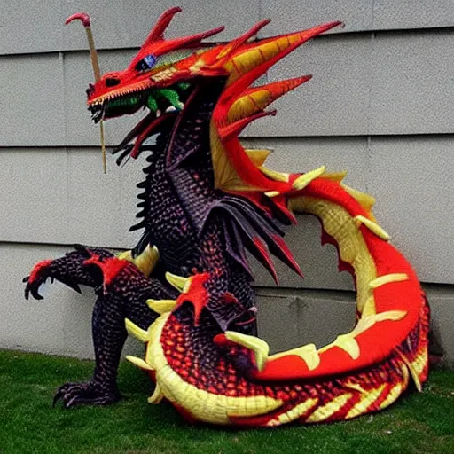 Image similar to “fire breathing dragon, made of straw”