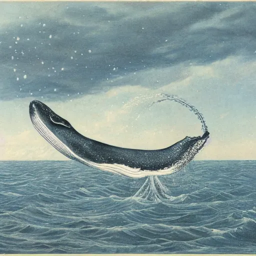 Prompt: A whale swimming in the air, Airships