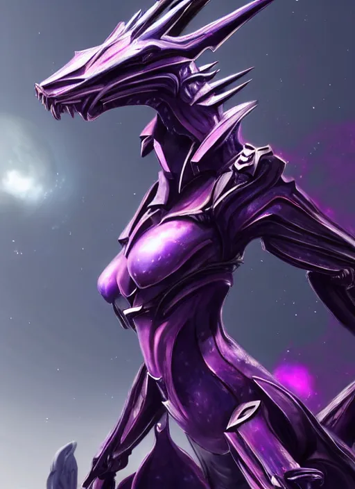 Image similar to cinematic, hyperdetailed elegant beautiful stunning giantess anthropomorphic mecha hot female dragon goddess, sharp spines, sharp metal ears, smooth purple eyes, smooth fuschia skin, silver armor, bigger than galaxy, epic proportions, epic scale, macro giantess, warframe, destiny, furry, dragon art, goddess art, giantess art, furaffinity, octane