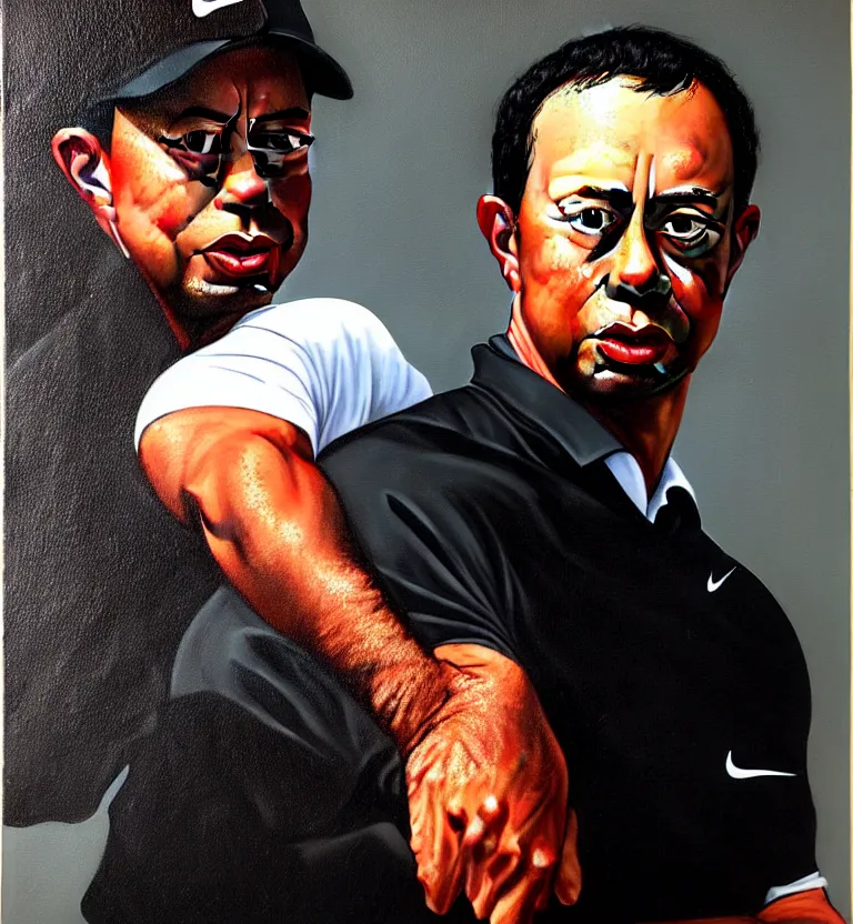 Image similar to tiger woods portrait by caravaggio.