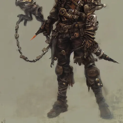 Image similar to steampunk rat warrior, by ruan jia