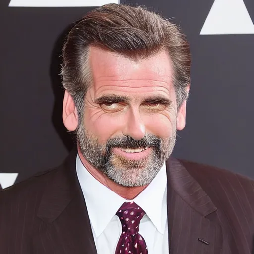 Image similar to steve carell and pierce brosnan as one person