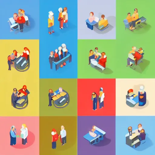 Prompt: a team isometric 3 d icons, 8 k resolution, vector image, stock vector icons - c 1 9