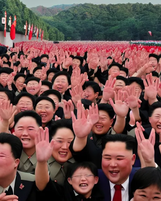 Prompt: Excited Fans at a Kim Jong-Un Meet and Greet, realistic, 4k, 8k