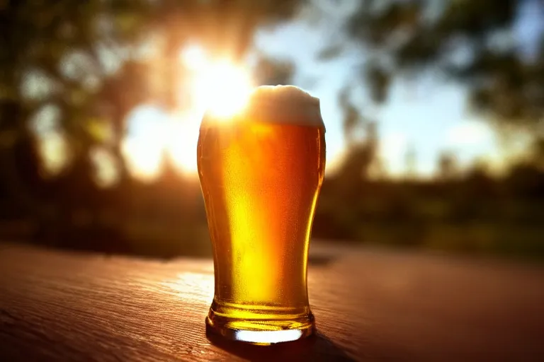 Image similar to beer, ultra realistic!!!, clear weather, golden hour, sharp focus