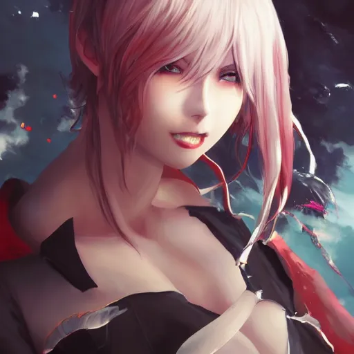 Prompt: beautiful anime art of Lady from devil may cry by WLOP, rossdraws, Logan Cure, Mingchen Shen, BangkuART, sakimichan, yan gisuka, JeonSeok Lee, zeronis, Chengwei Pan on artstation