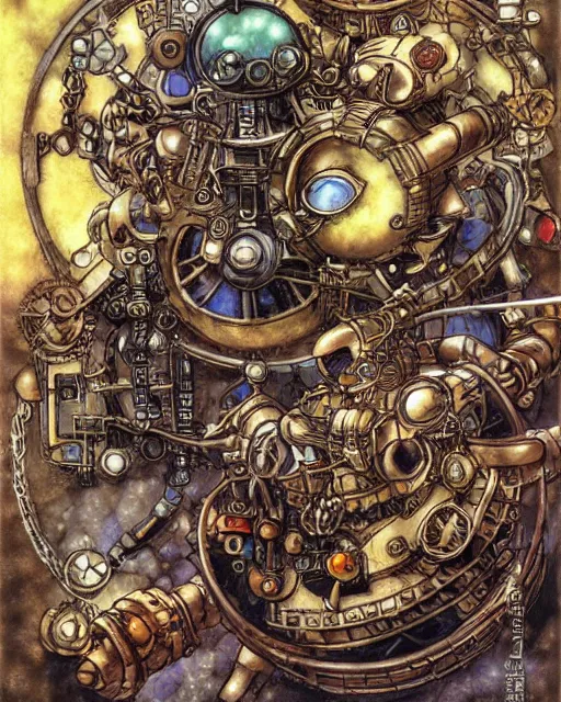 Image similar to conceptual art from from chrono trigger, steampunk, by master artist yoshitaka amano, masterpiece w 1 0 2 4