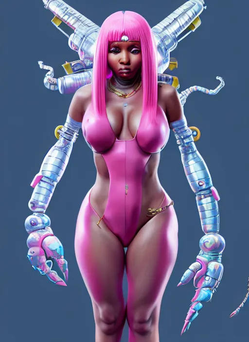 Image similar to nicki minaj, evangelion, au naturel, hyper detailed, digital art, trending in artstation, cinematic lighting, studio quality, smooth render, unreal engine 5 rendered, octane rendered, art style by klimt and nixeu and ian sprigger and wlop and krenz cushart