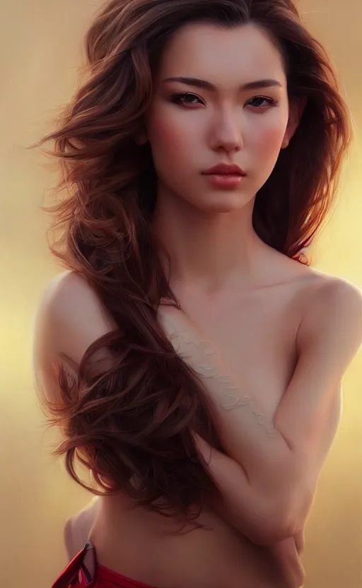 Image similar to full body photo of a gorgeous young woman in the style of stefan kostic, realistic, sharp focus, 8k high definition, insanely detailed, intricate, elegant, art by stanley lau and artgerm