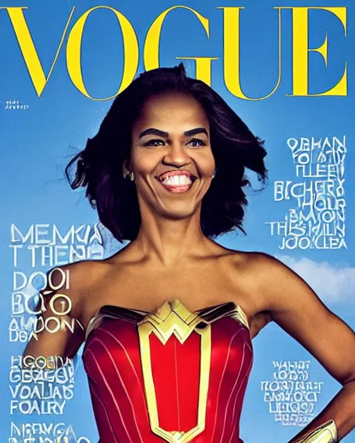 Prompt: barack obama as wonderwoman, vogue cover photo