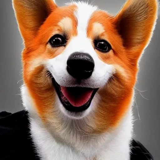 Image similar to Corgi with Donald Trump wig, photography, cute,