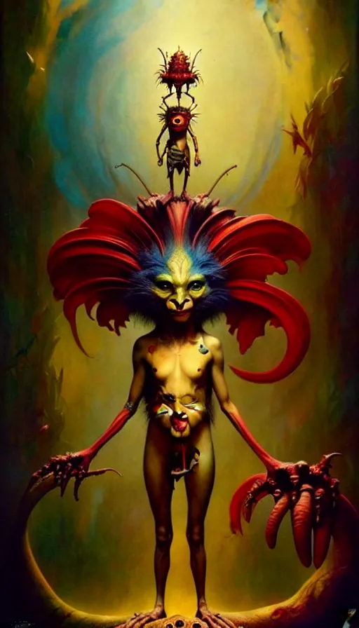 Image similar to exquisite imaginative friendly weird creature poster art humanoid colourful movie art by : : weta studio tom bagshaw james jean frank frazetta