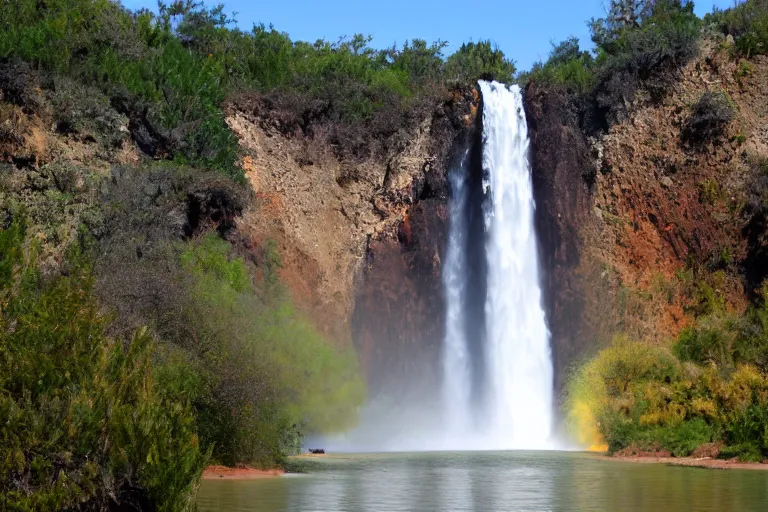 Image similar to An isthmus between the land of silicon and the paint waterfall on the calm first day of the earth