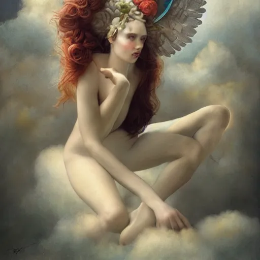 Image similar to the goddess of lost socks, by tom bagshaw peter kemp