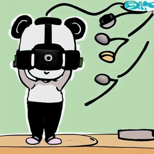 Image similar to a panda wearing a VR headset cartoon