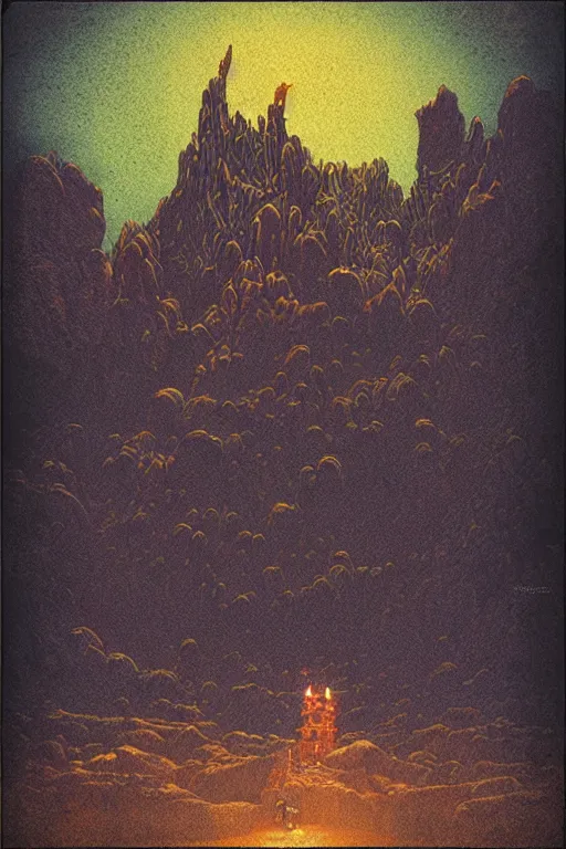 Image similar to kingdom ogre,art by Jean Giraud Moebius and Den Beauvais,trending on artstation, identical lighting tilt-shift,tintype photo,impressionism ,hdr,doge ,polaroid ,