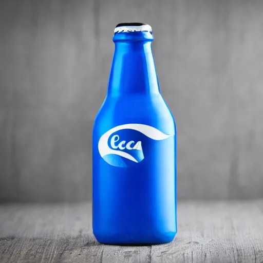 Image similar to a blue CocaCola bottle marketing product photography