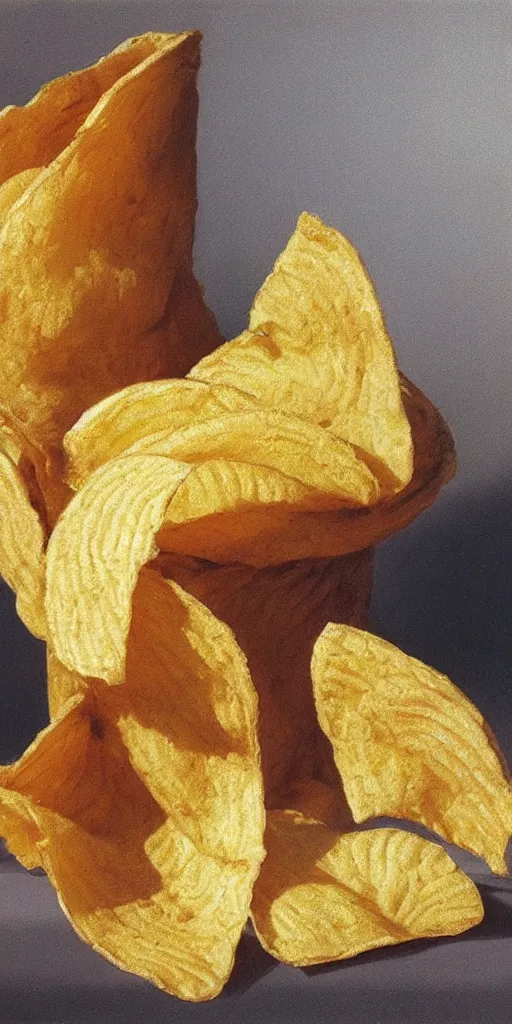 Prompt: hyperreaslistic painting of a bag of potato chips by Claudio Bravo