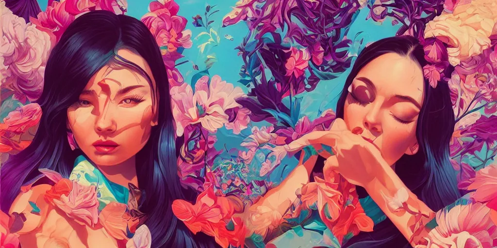 Prompt: marujuana pleasure, chill, happy, calm art, Tristan Eaton, victo ngai, artgerm, RHADS, ross draws