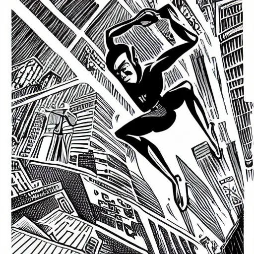 Image similar to mcbess illustration of the silver surfer in New York City