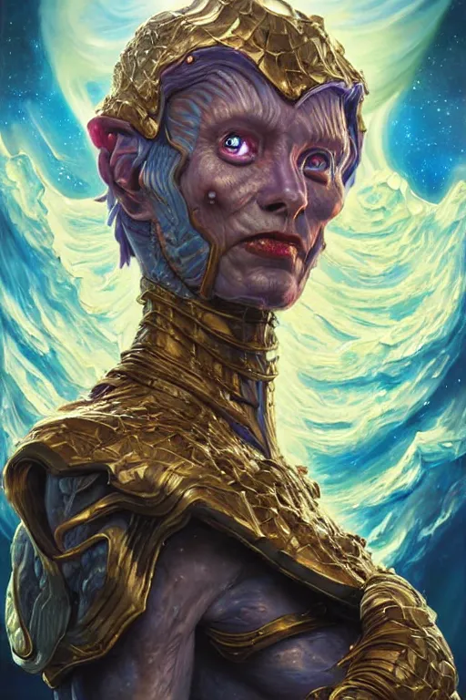 Image similar to beautiful oil painting with high detail of a wise Space ent((((((Melting)))))) made of stars and plasma, hybrid from dungeons and dragons and art direction by James Cameron ;by artgerm; wayne reynolds art station; cinematic quality character render; low angle; ultra high quality model; production quality cinema model