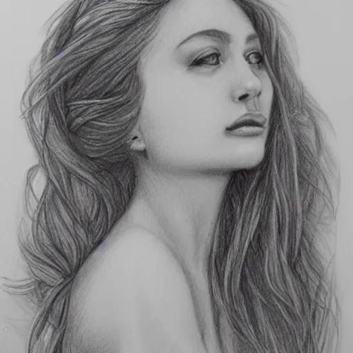 Prompt: detailed portrait of a beautiful mermaid, pencil sketch,