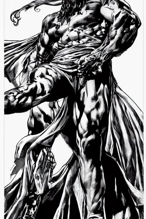 Prompt: character art by mike deodato, jesus, absolute chad