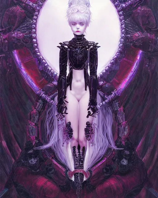 Image similar to portrait of beautiful cute young goth maiden girl with short white hairs in warhammer armor, art by ( ( ( kuvshinov ilya ) ) ) and wayne barlowe and gustav klimt and artgerm and wlop