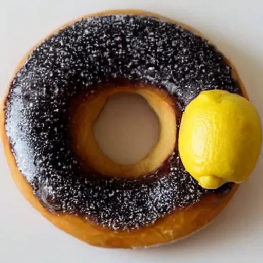 Prompt: a donut made out of lemons