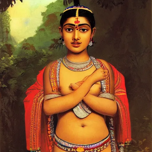 Prompt: Inka princess by Raja Ravi Verma