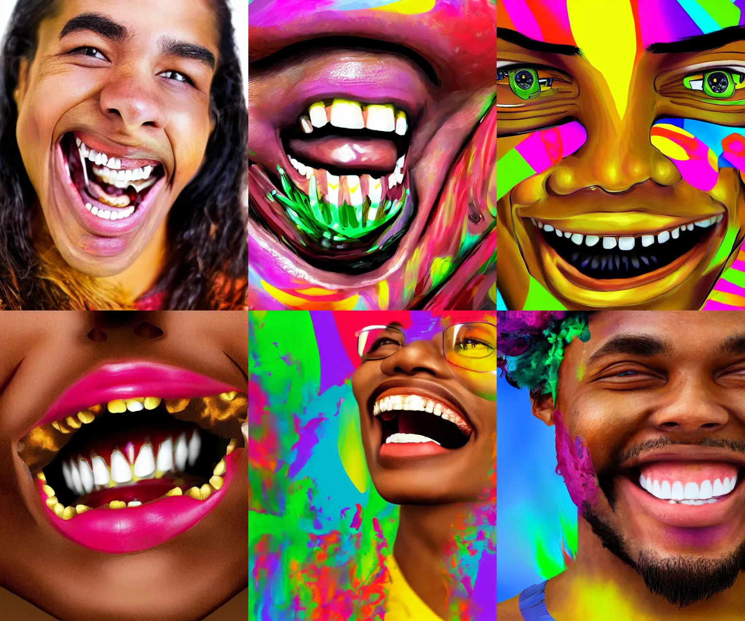 Prompt: Joint of canabis and big shiny smile, hyper realistic photo, closeup, colorfull, illustration