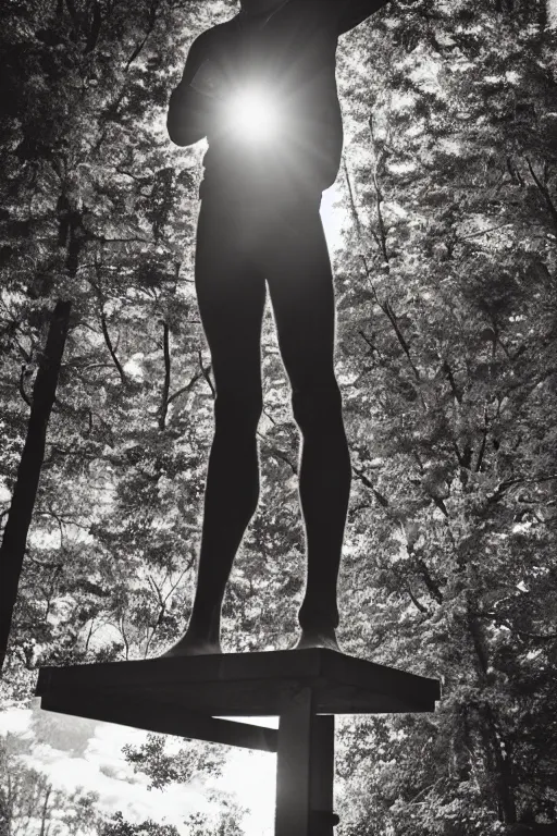 Image similar to gavin casalegno standing on the diving board, 3 5 mm, highly detailed, cinematic lighting