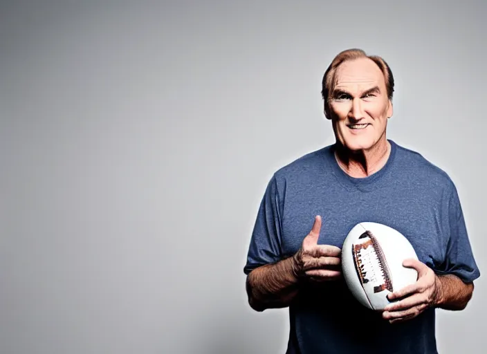 Prompt: studio portrait photo still of craig t nelson!!!!!!!! at age 3 3 years old 3 3 years of age!!!!!!! holding a football, 8 k, 8 5 mm f 1. 8, studio lighting, rim light, right side key light