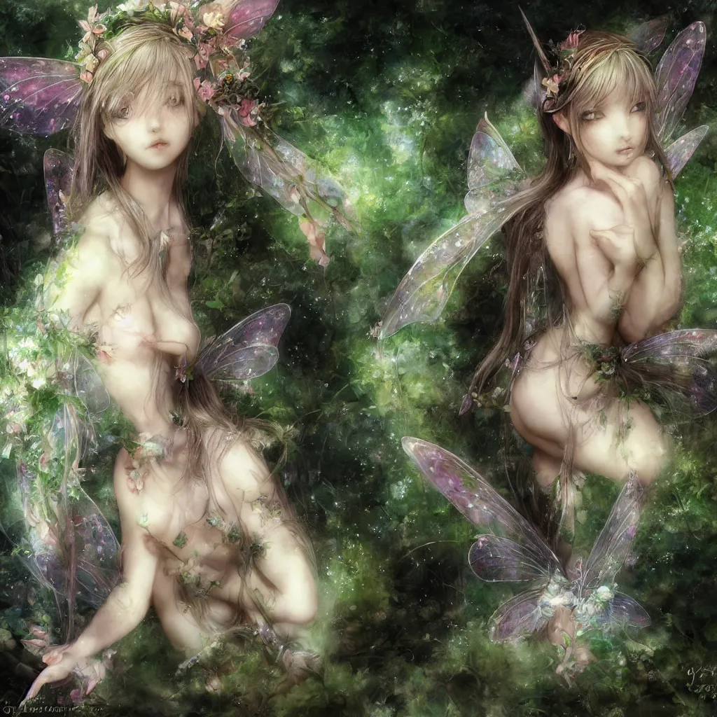 Image similar to focused portrait of a nymph fairy by yoshitaka amano