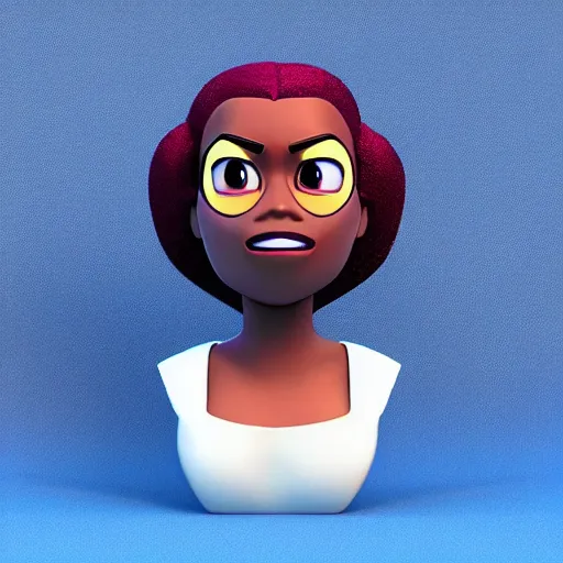 Prompt: Bust of Garnet from Steven Universe, Pixar, Simplistic, faithful, high resolution, cute, 3d render, Maya, Artstation, cartoon