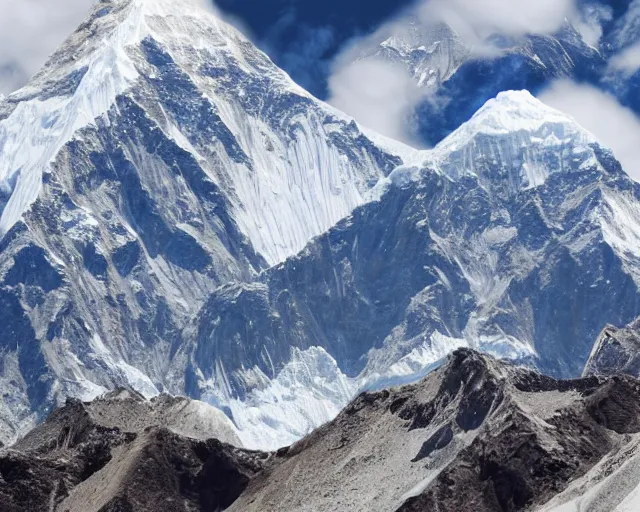 Image similar to 4 k hd, highly detailed photograph of mount everest, shot with sigma f / 4. 2, 2 5 0 mm sharp lens, sharp focus, consistent, highly detailed light refraction, high level texture render