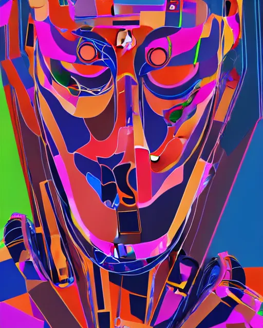 Prompt: an abstract expressionism portrait of an ai robot, in the style of john chamberlain, digital art, trending on artstation