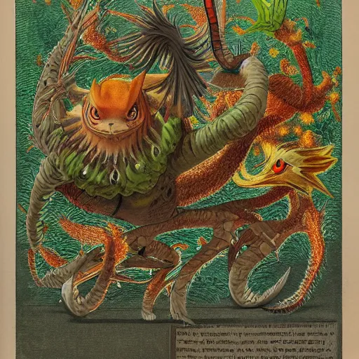 Prompt: detailed illustration of a pokemon in 1 8 8 0 johnson's household book of nature by ernst haeckel, alexander marshal, mrs priscilla bury, matte artwork, artstation