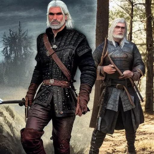 Image similar to anson mount as geralt, photorealistic