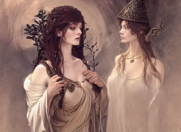 Prompt: beautiful elvish witch, full body, high fashion, fantasy, fantastical, intricate, elegant, highly detailed, digital painting, art station, concept art, smooth, sharp focus, oil painting, art by caravaggio and greg rutkowski and klimt