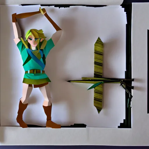 Image similar to a paper model of link, paper modeling art.