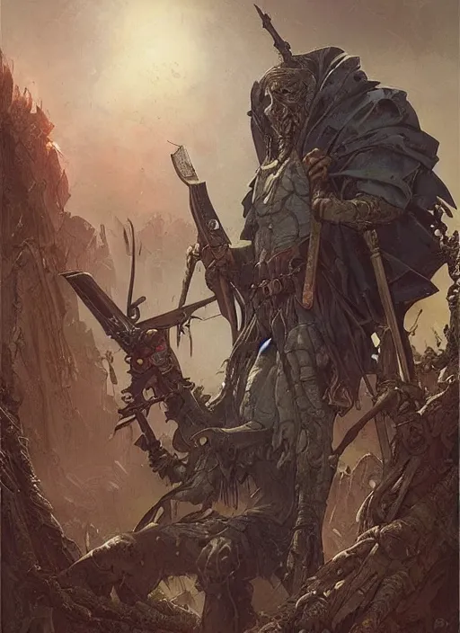 Image similar to hyper realistic photography portrait of postapocalyptic medieval religious occult amazon cinematic, brom, moebius, peter mohrbacher, james gurney, greg rutkowski comic cover